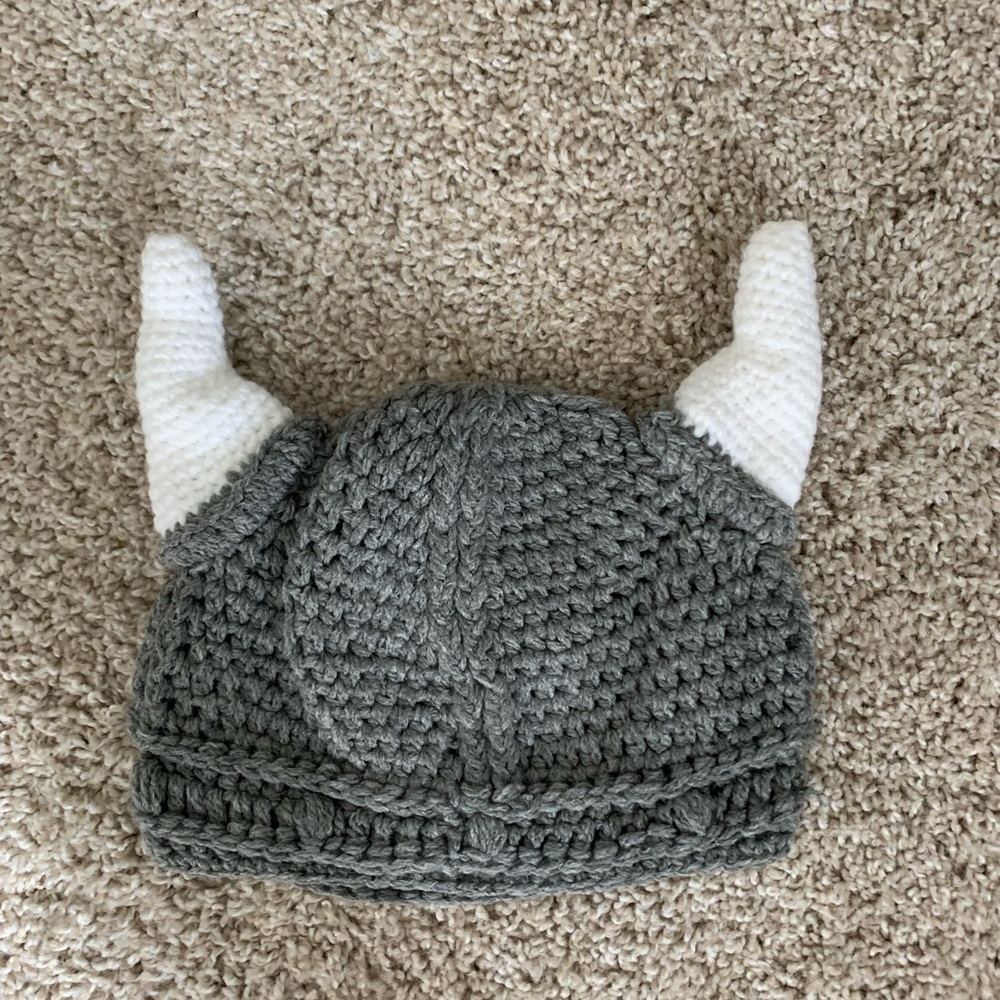Viking helmet crochet beanie - adult